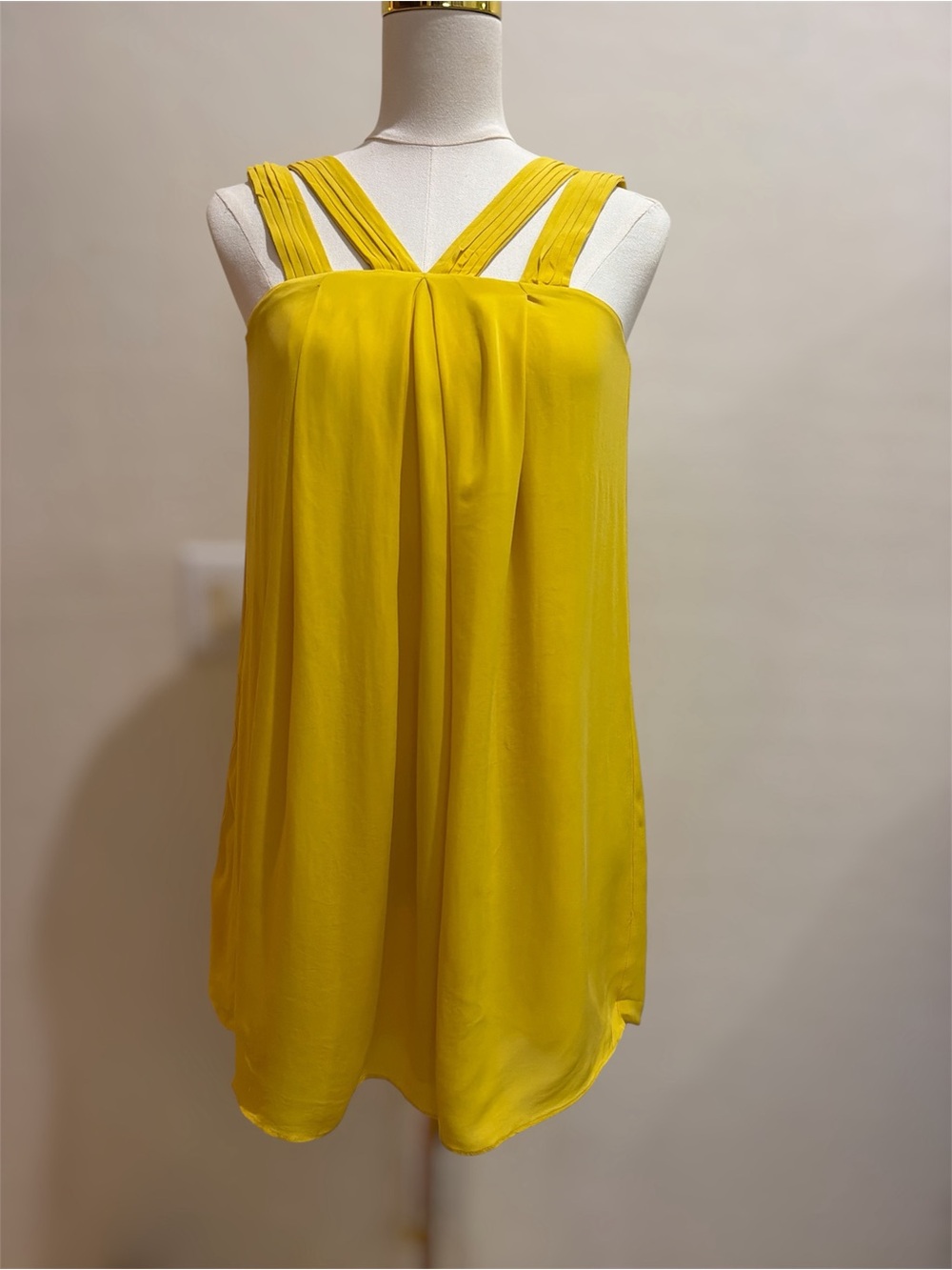 Alice + Olivia Yellow 100% Silk Babydoll Mini Dress XS Y2K Archive